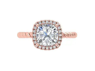 Cushion Solitaire Art deco infinity Ring 3D print model