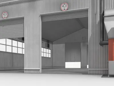 Manufacturing Plant Simplified Rigged 3D model