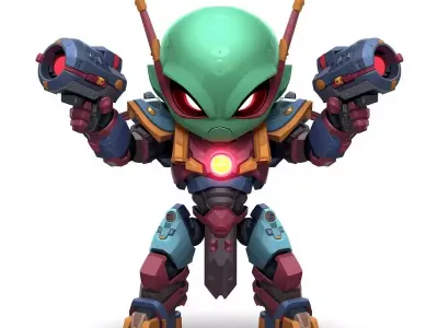 Aesthetic Heavy Combat Chibi 3D Model Low-poly 3D model get