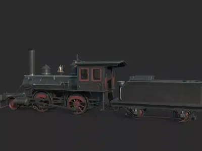 Old-fashioned steam trains using wood as fuel 3D model