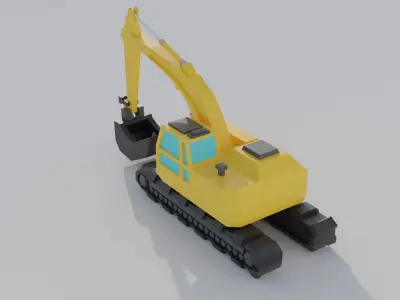Excavator Construction Machine Game Asset Low-poly 3D model