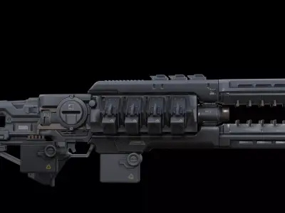 Sci-Fi Heavy Railgun Cyberpunk Plasma Cannon Game Ready Low-poly 3D model