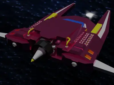 Spaceship flying in sky 3D model