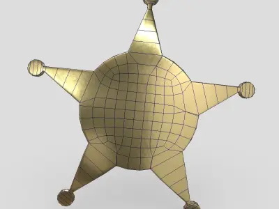 Sheriff Badge 3 Low-poly 3D model