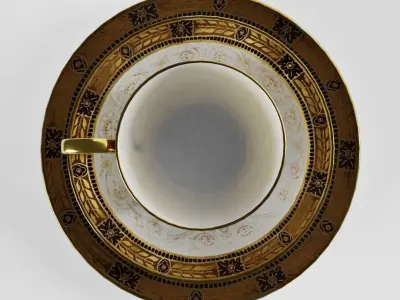 Antique Coffee Cup with Side Plate 3D model