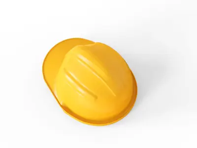 Worker Safety Helmet - Yellow Hard Hat for Construction Low-poly 3D model