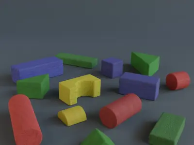 Childhood wooden toy train 3D Model Pack