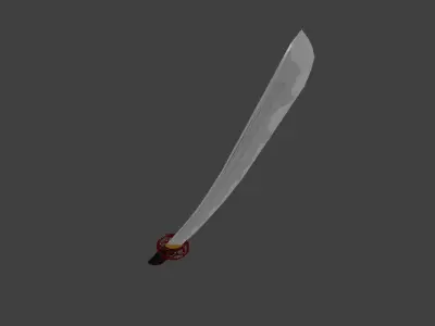 Katana samurai sword Low-poly 3D model 7