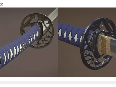 Katana Japanese Sword Low-poly 3D model