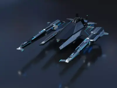 Sci-Fi Fighter Spaceship - mk-74 Low-poly 3D model