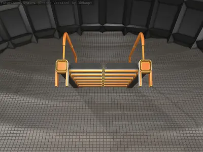 Sci-Fi Stairs - 18- Orange Version Low-poly 3D model