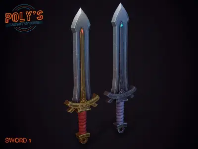Fantasy Sword Set - Low Poly Stylized  Free low-poly 3D model
