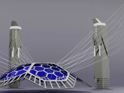 sci-fi building Low-poly 3D model get