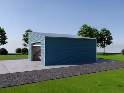 Metal Single Car Carport-Shed Roof Building Low-poly 3D model