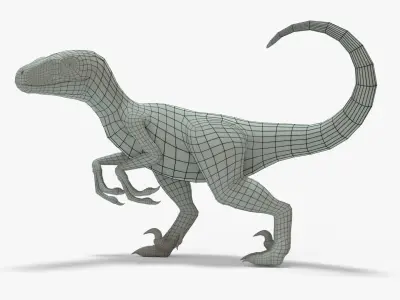 Velociraptor Rigged Basemesh Low-poly 3D model