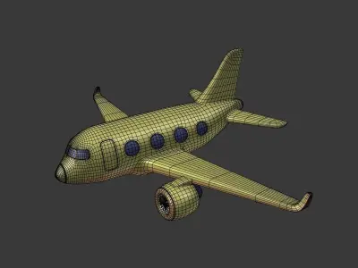 Cartoon Plane Low-poly 3D model get