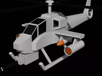 Stylized Low Poly Helicopter Attack Game Ready Low-poly 3D model