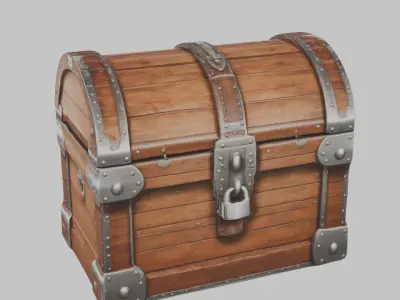 wooden treasure chest Low-poly 3D model