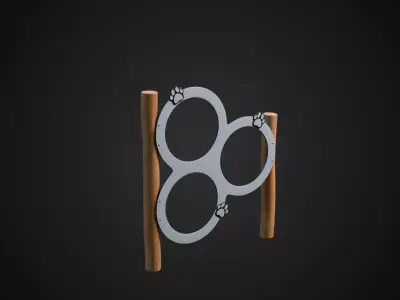 Dog Hoop Jump Low-poly 3D model