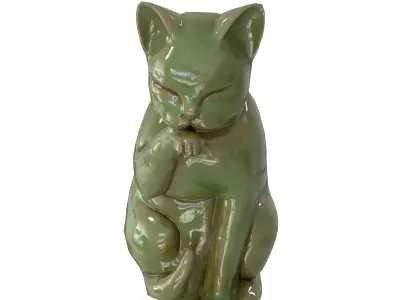 Grooming cat marble statues Low-poly 3D model
