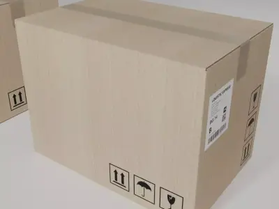 Collection of cardboard boxes 3D model