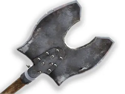 Battle Stylized axe weapon Low Poly 3d model ARVR Low-poly 3D model