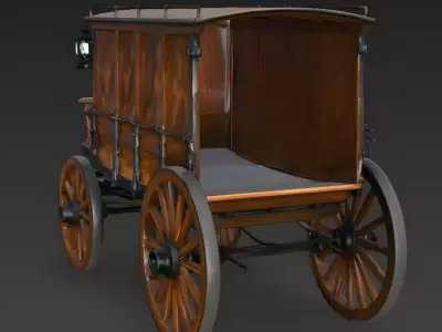 Vintage Western Covered Carriage 3D Model Low-poly 3D model