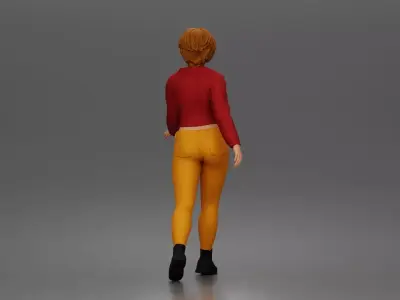Walking pose highlights outfit design showing energy movement 3D print model