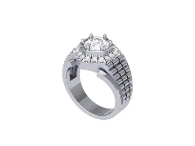 Hexagon stone man Ring 3D print model