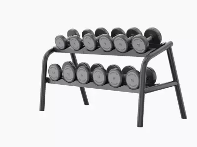 Technogym Urethane Dumbbells Rack 3D model