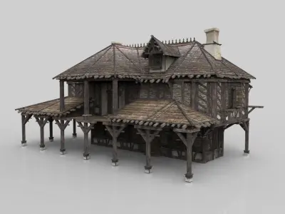 Medieval house fantasy 18 Low-poly 3D model