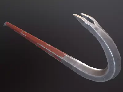 Crowbar Game Ready sword with wooden handle Low-poly 3D model