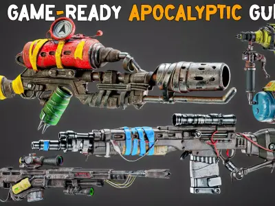 30 Game-Ready Apocalyptic Guns - Vol 23 Low-poly 3D model