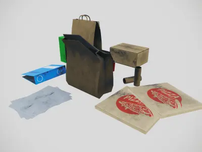 Paper Bag Paper Cups Paper Tetra pack Sheets 3D model