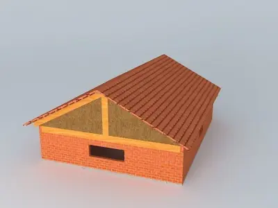 Stable brick house with roof Free 3D model