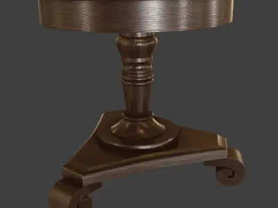 Old Rustic Round Table Free 3D model