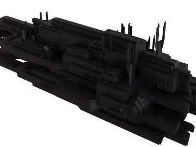 Mothership futuristic city Low-poly 3D model