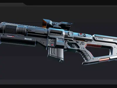 AK8 - Heavy MachineGun Low-poly 3D model