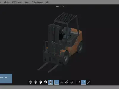 Forklift 3D Model truck on computer screen 3D model