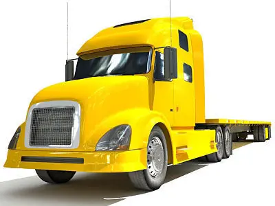 Yellow American Truck Flatbed 3D model