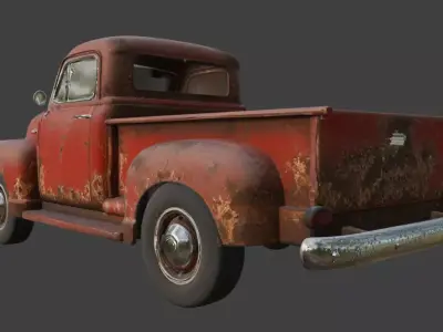 Vintage Rusty Pickup Truck 3D Model 3D model 39