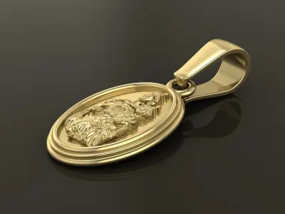 Oval Antique Mother Mary Pendant 17mm Length 3D print model