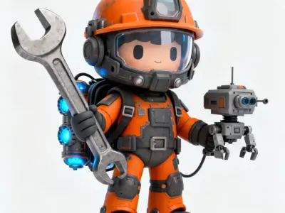 The Tech-Tinkerer Stylized Sci-Fi Engineer 3D Model Low-poly 3D model