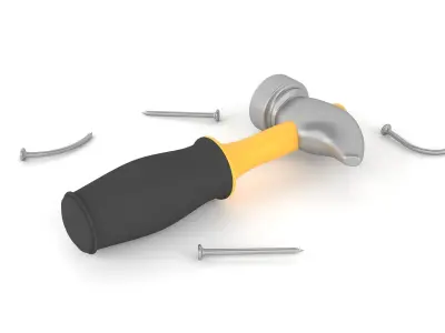 Hammer With Nails 3D model