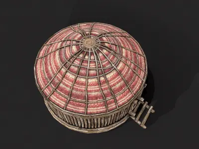Traditional Yurt Nomads Tent with Interior 6 Low-poly 3D model