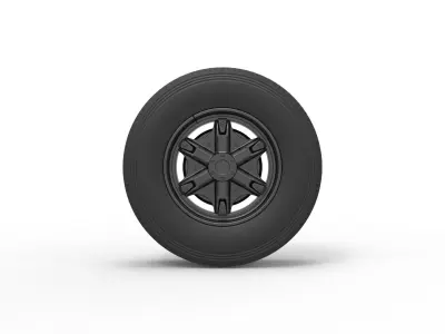 Front float 6 spoke truck wheel Scale 1 to 25 3D print model