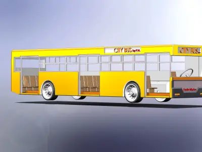Shiny Old-School City Bus 3D Model Free 3D model