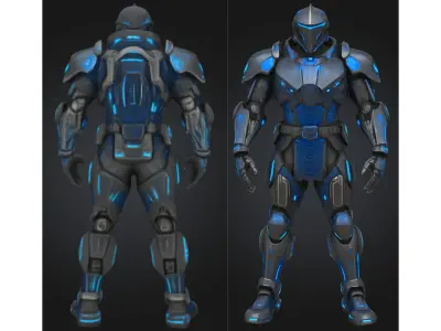Futuristic Sci-Fi Soldier Low-poly 3D model