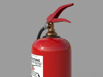 Fire Extinguisher with warnings Low-poly 3D model