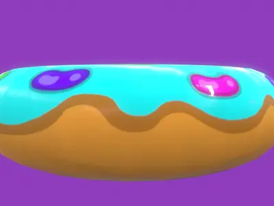 Stylized Blue Donut Pet Bed-Cartoon 3 D model-Dogs and Cats Free 3D model